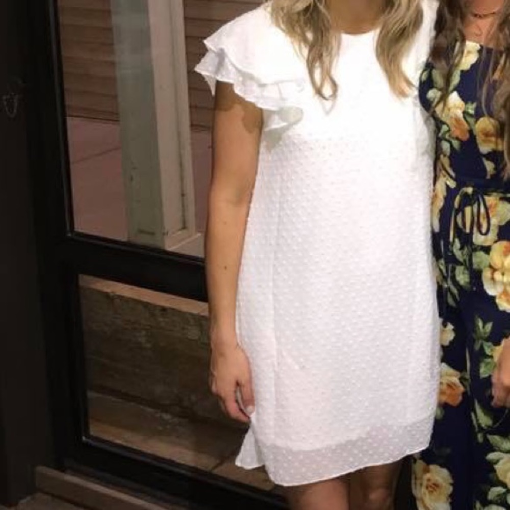 White swiss dot dress from Lulu’s